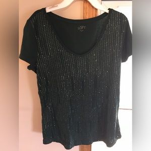 Loft green sequin shirt
